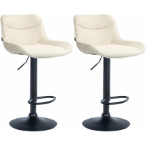 2x Barová židle Vonore - látka, černá - Krémová