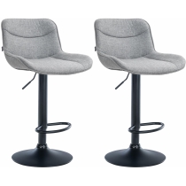 2x Barová židle Vonore - látka, černá - Šedá