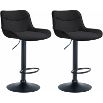 2x Barová židle Vonore - látka, černá - Černá