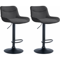 2x Barová židle Vonore - látka, černá - Tmavě šedá
