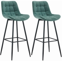 2x Barová židle Dartford - látka - Zelená