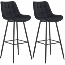 2x Barová židle Dartford - samet - Černá