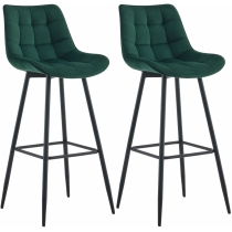 2x Barová židle Dartford - samet - Zelená