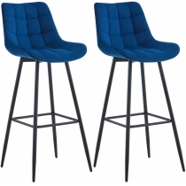 2x Barová židle Dartford - samet - Modrá