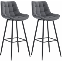2x Barová židle Dartford - samet - Tmavě šedá