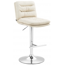 Barová židle Damar - koženka, chrom rám - krémová