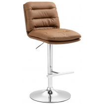 Barová židle Damar - koženka, chrom rám - světle hnědá