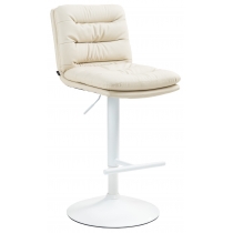 Barová židle Damar - koženka, bílý rám - krémová