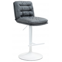 Barová židle Damar - koženka, bílý rám - šedá