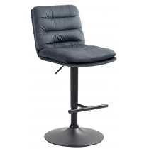 Barová židle Damar - samet, černý rám - tmavě šedá