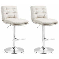 2x Barová židle Damar - samet, chrom rám - krémová