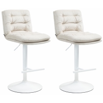 2x Barová židle Damar - samet, bílý rám - cream