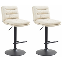 2x Barová židle Damar - koženka, černý rám - Krémová