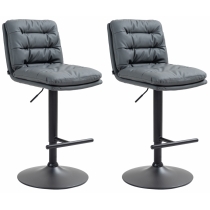 2x Barová židle Damar - koženka, černý rám - Šedá