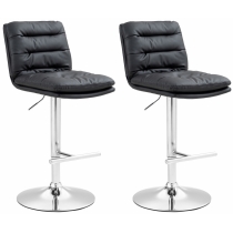 2x Barová židle Damar - koženka, chrom rám - Černá