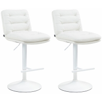 2x Barová židle Damar - koženka, bílý rám - bílá