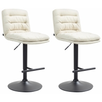 2x Barová židle Damar - látka, černý rám - krémová