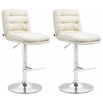 2x Barová židle Damar - látka, chrom rám - krémová