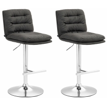 2x Barová židle Damar - látka, chrom rám - tmavě šedá