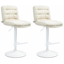 2x Barová židle Damar - látka, bílý rám - krémová