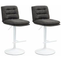 2x Barová židle Damar - látka, bílý rám - tmavě šedá