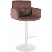 Barová židle Los Angeles - samet, bílý rám - hnědá