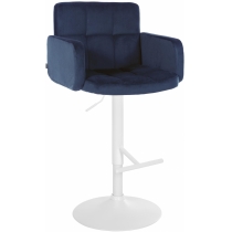 Barová židle Los Angeles - samet, bílý rám - blue