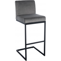 Barová židle Hopewell B - samet, černý rám - šedá
