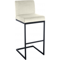 Barová židle Hopewell B - samet, černý rám - krémová