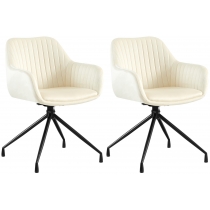 Set 2 jídelních židlí Welby samet - krémová