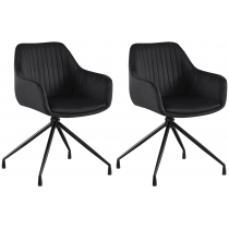 Set 2 jídelních židlí Welby samet - černá