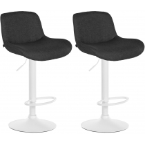 2x Barová židle Solon - látka, bílý rám- černá
