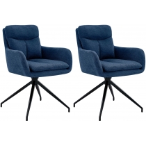 Set 2 jídelních židlí Somers - látka - modrá