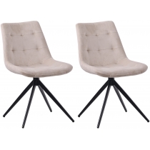 Set 2 jídelních židlí Merna samet - krémová