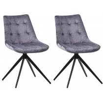 Set 2 jídelních židlí Merna samet - tmavě šedá