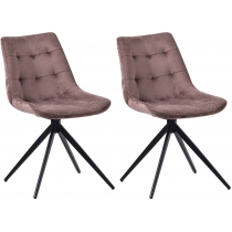 Set 2 jídelních židlí Merna samet - hnědá