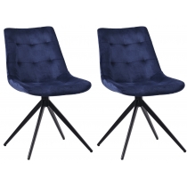 Set 2 jídelních židlí Merna samet - tmavě modrá