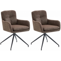 Set 2 jídelních židlí Pickett - látka - hnědá