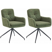 Set 2 jídelních židlí Pickett - látka - zelená