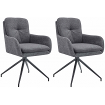 Set 2 jídelních židlí Pickett - látka - tmavě šedá