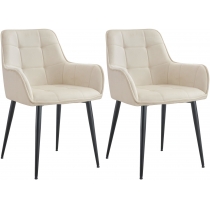 Set 2 jídelních židlí Ferndale samet - krémová