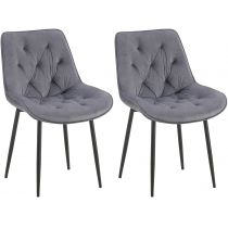 Set 2 jídelních židlí Wallace samet - tmavě šedá