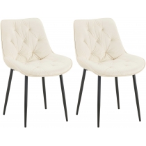 Set 2 jídelních židlí Wallace samet - krémová