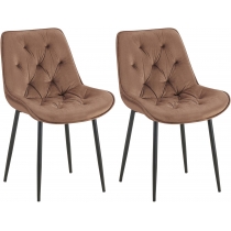 Set 2 jídelních židlí Wallace samet - hnědá