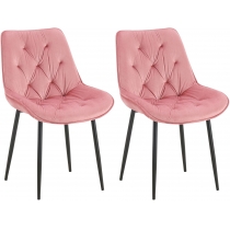 Set 2 jídelních židlí Wallace samet - růžová