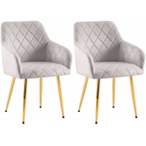 Set 2 jídelních židlí Monett G - samet, zlatý rám - šedá