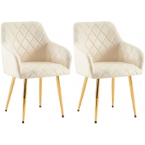 Set 2 jídelních židlí Monett G - samet, zlatý rám - krémová
