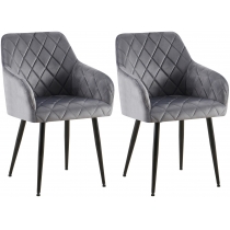 Set 2 jídelních židlí Monett B - samet, černý rám - tmavě šedá
