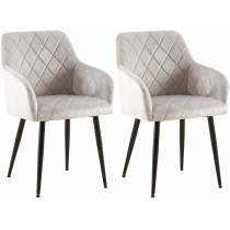 Set 2 jídelních židlí Monett B - samet, černý rám - šedá