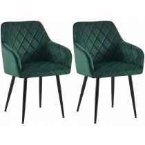 Set 2 jídelních židlí Monett B - samet, černý rám - zelená